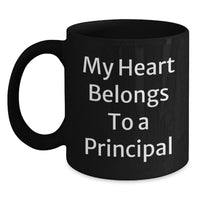 Load image into Gallery viewer, Funny Principal Gifts for Men, Black Coffee Mug with My Heart Belongs To A Principal, Birthday Unique Gifts from Friends - Main