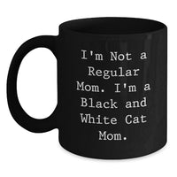 Load image into Gallery viewer, Funny Black and White Cat Mom Gifts from Mom for Graduation Unique Black Coffee Mug - Main