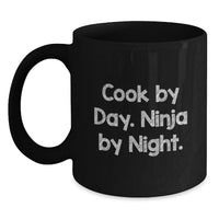 Load image into Gallery viewer, Funny Cook Gifts for Men, Black Coffee Mugs, 'Cook By Day. Ninja By Night.' for Graduation Unique Gifts from Family - Main