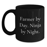 Load image into Gallery viewer, Funny Gifts from Friends for the Farmer By Day Ninja By Night Black Coffee Mug - Main