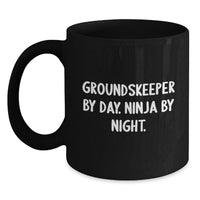 Load image into Gallery viewer, groundskeeper Gifts from Friends for Men groundskeeper Black Coffee Mug Funny Quote Christmas Unique - Main