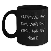 Load image into Gallery viewer, Funny Rescue Worker Gifts for Men - Rescue Worker By Day World's Best Dad Black Coffee Mug, Valentine's Unique Gifts from Family - Main