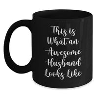 Load image into Gallery viewer, Funny Husband Gifts from Men - 'This Is What An Awesome Husband Looks Like' Black Coffee Mug for Birthday - Unique Husband Coffee Mug - Main