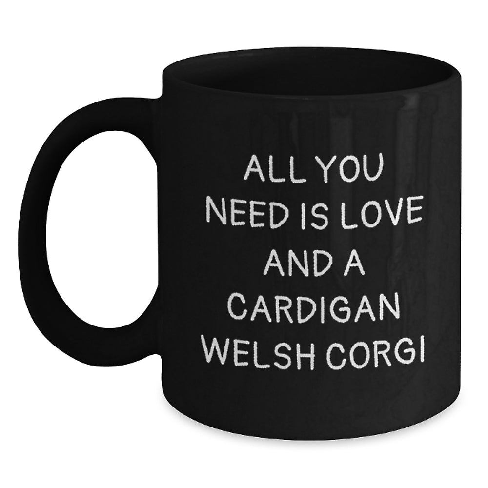 Cardigan Welsh Corgi Dog Lover Funny Christmas Unique Gifts from Friends for Family - Black Coffee Mug - Main
