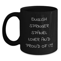 Load image into Gallery viewer, English Springer Spaniel Dog Lover Gifts from Friends for Birthday Morning Cup Black Coffee Mug - Main