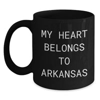 Load image into Gallery viewer, Funny Arkansas Gifts, Birthday Unique Gifts from Friends to Family, My Heart Belongs To Arkansas Black Coffee Mug - Main