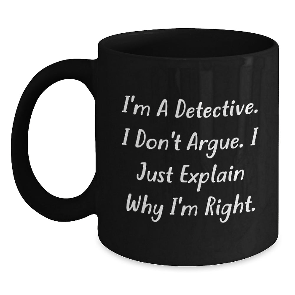 Detective Gifts from Friends, Funny Detective Black Coffee Mug for Men, Christmas Unique Presents - Main