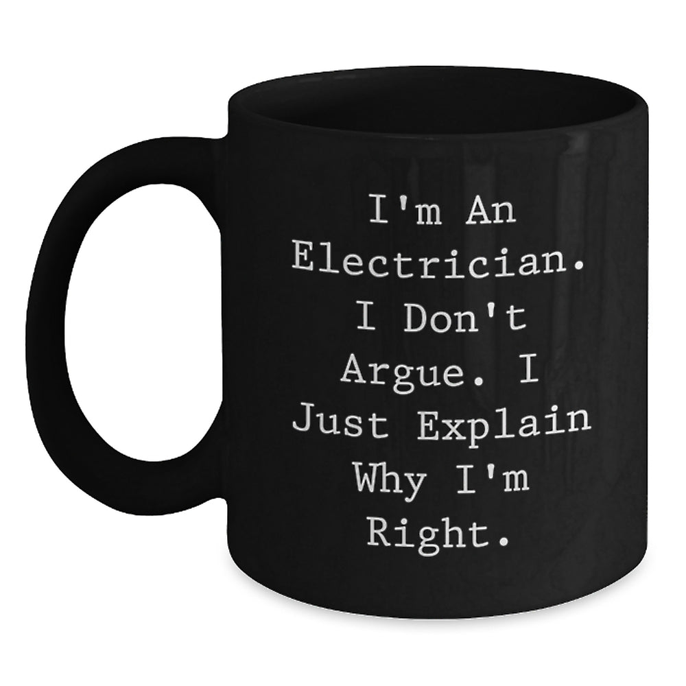 Funny Electrician Gifts for Men, Black Coffee Mugs, Unique Christmas Unique Gifts from Family to Electrician Buddy - Main