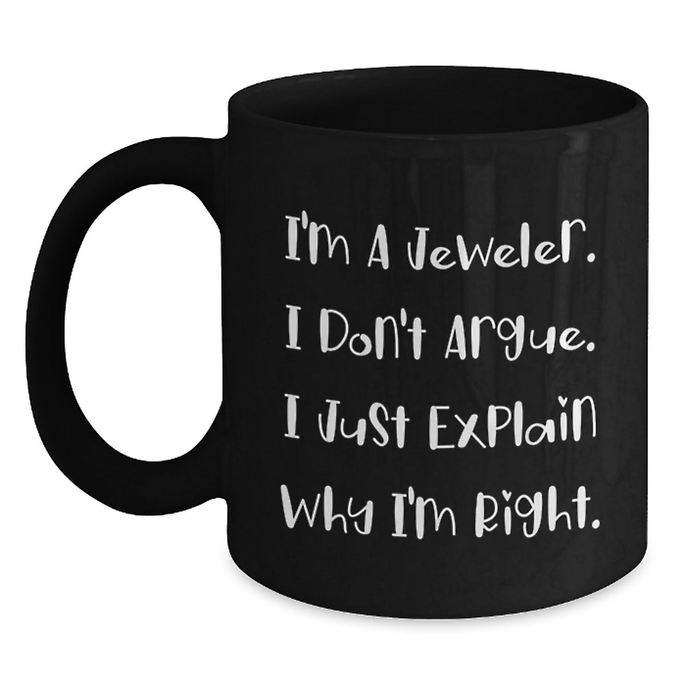 Funny Jeweler Gifts from Men for Jeweler Black Coffee Mug - Christmas Unique Presents for Friends, Family, Coworkers, Women - Main