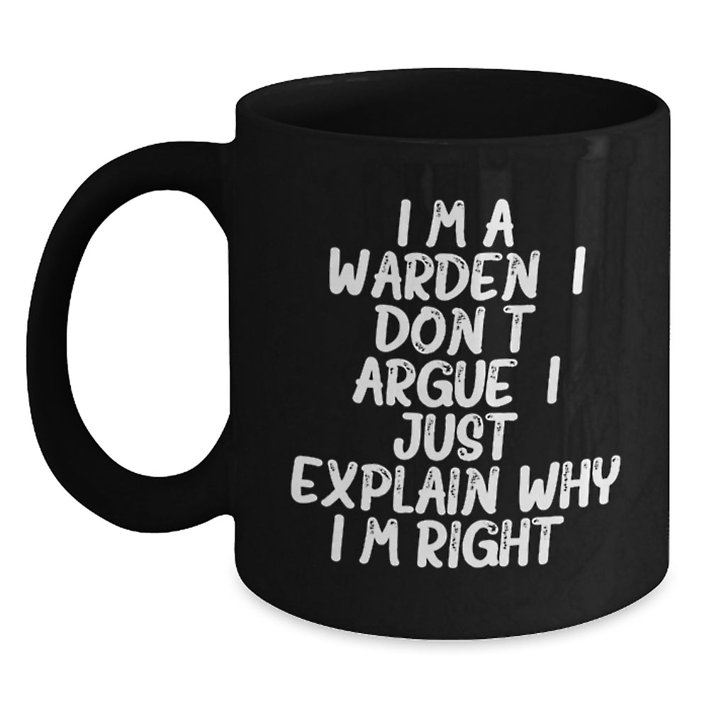 Funny Warden Black Coffee Mug Gifts from Men to Warden Friends, Christmas Unique Gifts for Warden Coworkers, Inspirational Warden Quote Mugs - Main