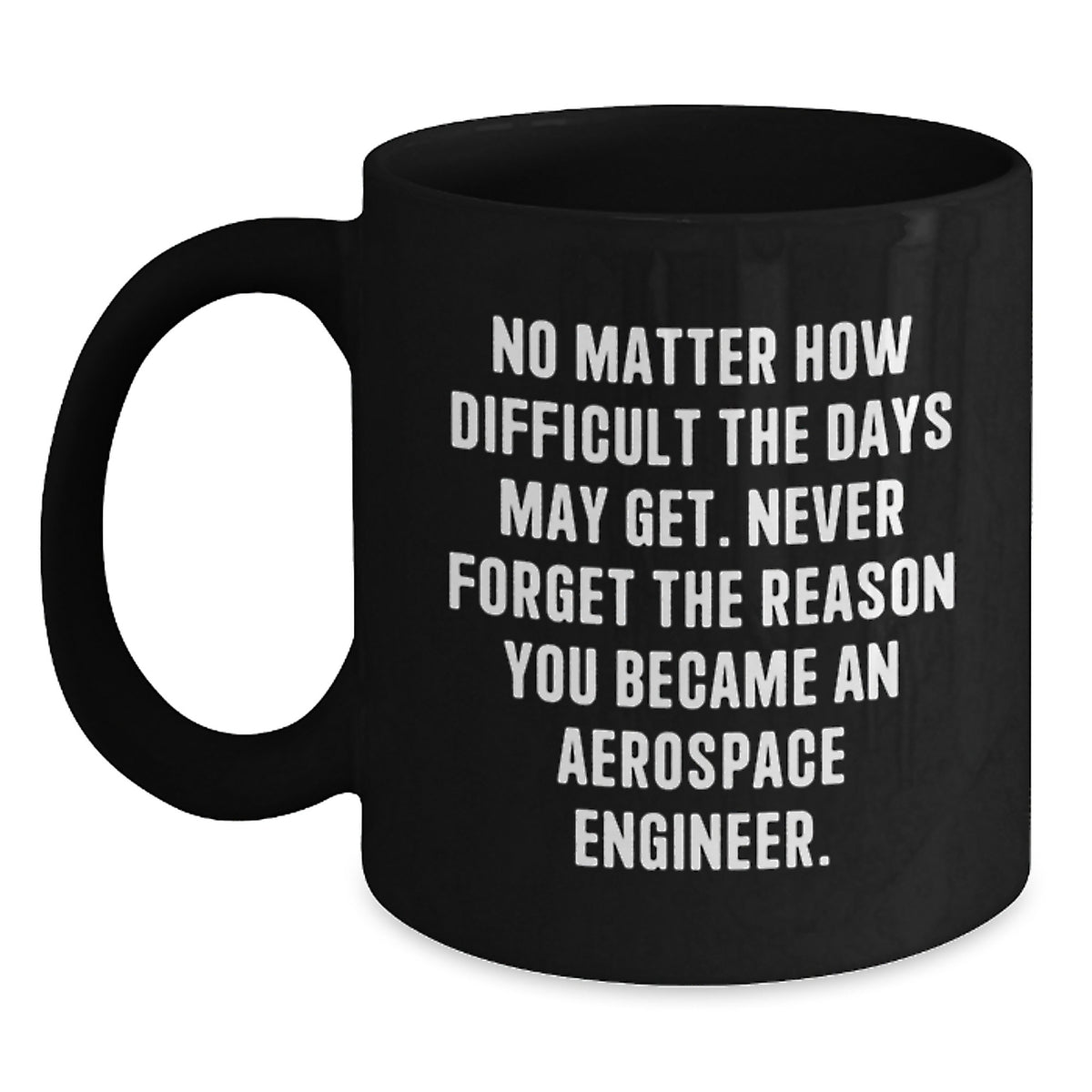 Funny Inspirational Gift for Aerospace Engineer Friends and Family Black Coffee Mug with Motivational Quote - Main