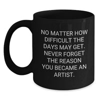Load image into Gallery viewer, Inspirational Artist Gifts from Friends and Family, Funny Christmas Unique Mugs for Artist Men and Women, Black Coffee Mug, Never Forget The Reason You Became An Artist - Main
