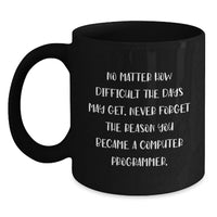 Load image into Gallery viewer, Computer Programmer Inspirational Funny Gift for Men Friends Coworkers - Black Coffee Mug - Never Forget Reason Became - Main