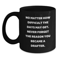 Load image into Gallery viewer, Funny Drafter Gifts from Men to Friends, Black Coffee Mug with Inspirational Quote, Valentine's Unique Gifts for Drafter - Main