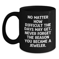 Load image into Gallery viewer, Funny Inspirational Gifts for Mom from Husband - Jeweler Mug Black Coffee Mug with Quote 'No Matter How Difficult The Days May Get' - Main