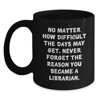 Load image into Gallery viewer, Funny Librarian Gifts from Friends for Librarian Birthday Unique Presents - Inspirational Black Coffee Mug for Librarians - Main