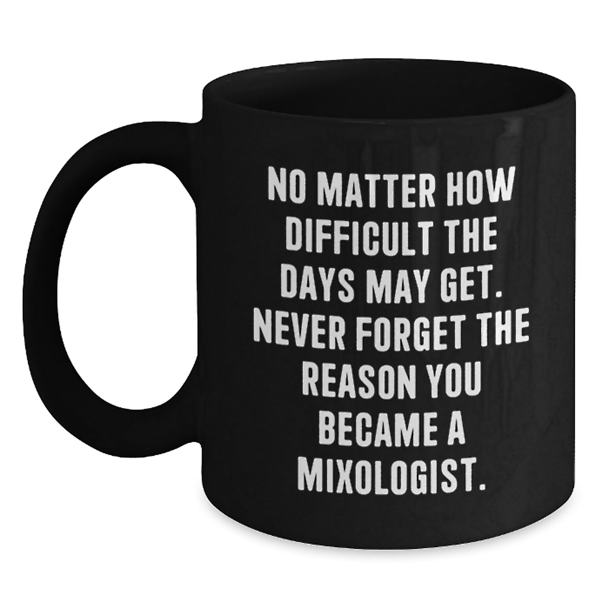 Funny Mixologist Gifts from Friends, Unique Black Coffee Mugs for Christmas, Quote: 'Never Forget The Reason You Became A Mixologist.' - Main