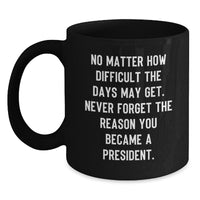 Load image into Gallery viewer, Unique President Christmas Unique Gifts for Men, Funny Black Coffee Mug, Inspirational Quote from President, Gifts from Family - Main
