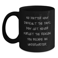 Load image into Gallery viewer, Underwriter Inspirational Funny Gifts for Men Friends Family Black Coffee Mugs from Coworkers, Unique Christmas Unique Gift Ideas for Underwriter, 11oz or 15oz Ceramic Mug, Never Forget Your Reason - Main
