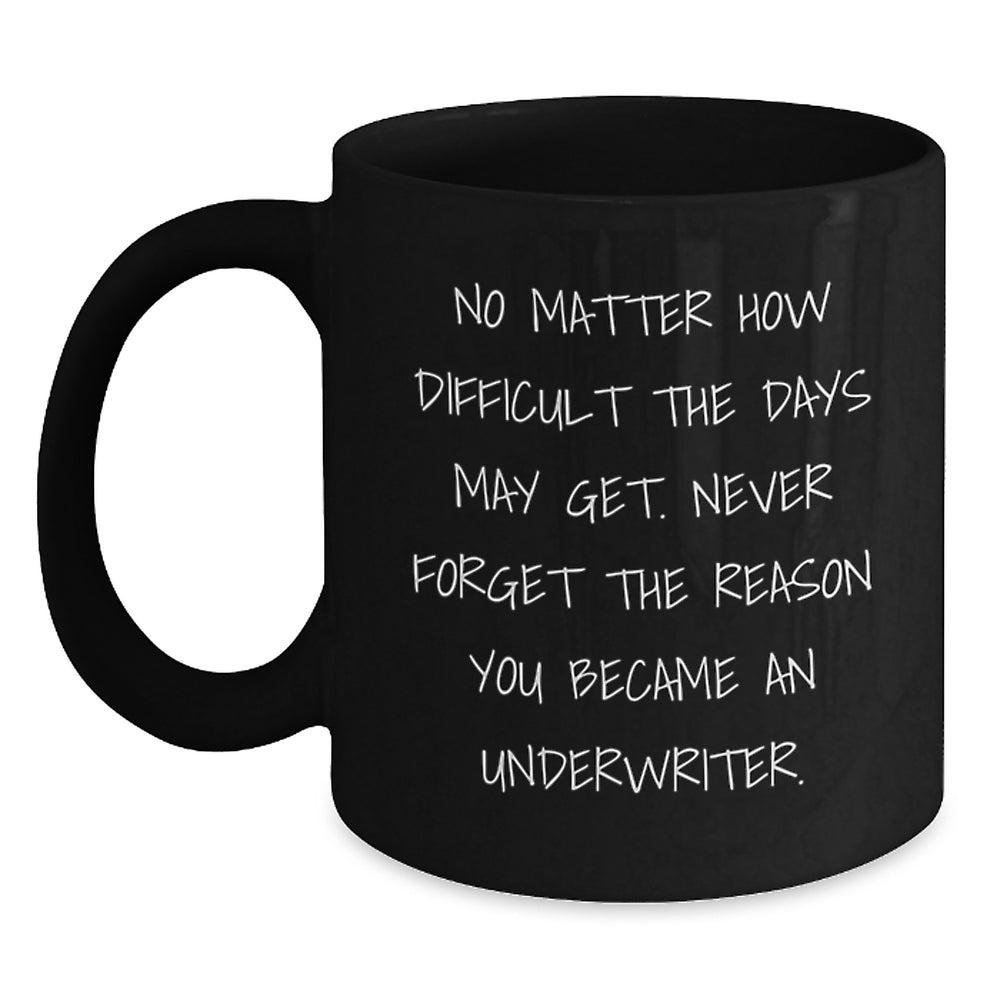 Underwriter Inspirational Funny Gifts for Men Friends Family Black Coffee Mugs from Coworkers, Unique Christmas Unique Gift Ideas for Underwriter, 11oz or 15oz Ceramic Mug, Never Forget Your Reason - Main