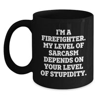 Load image into Gallery viewer, Funny Firefighter Birthday Unique Gifts for Men from Friends - Black Coffee Mug - Main