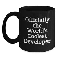 Load image into Gallery viewer, Unique Developer Gifts, Funny 'Officially The World's Coolest Developer' Black Coffee Mug, Perfect for Mother's Day - Main