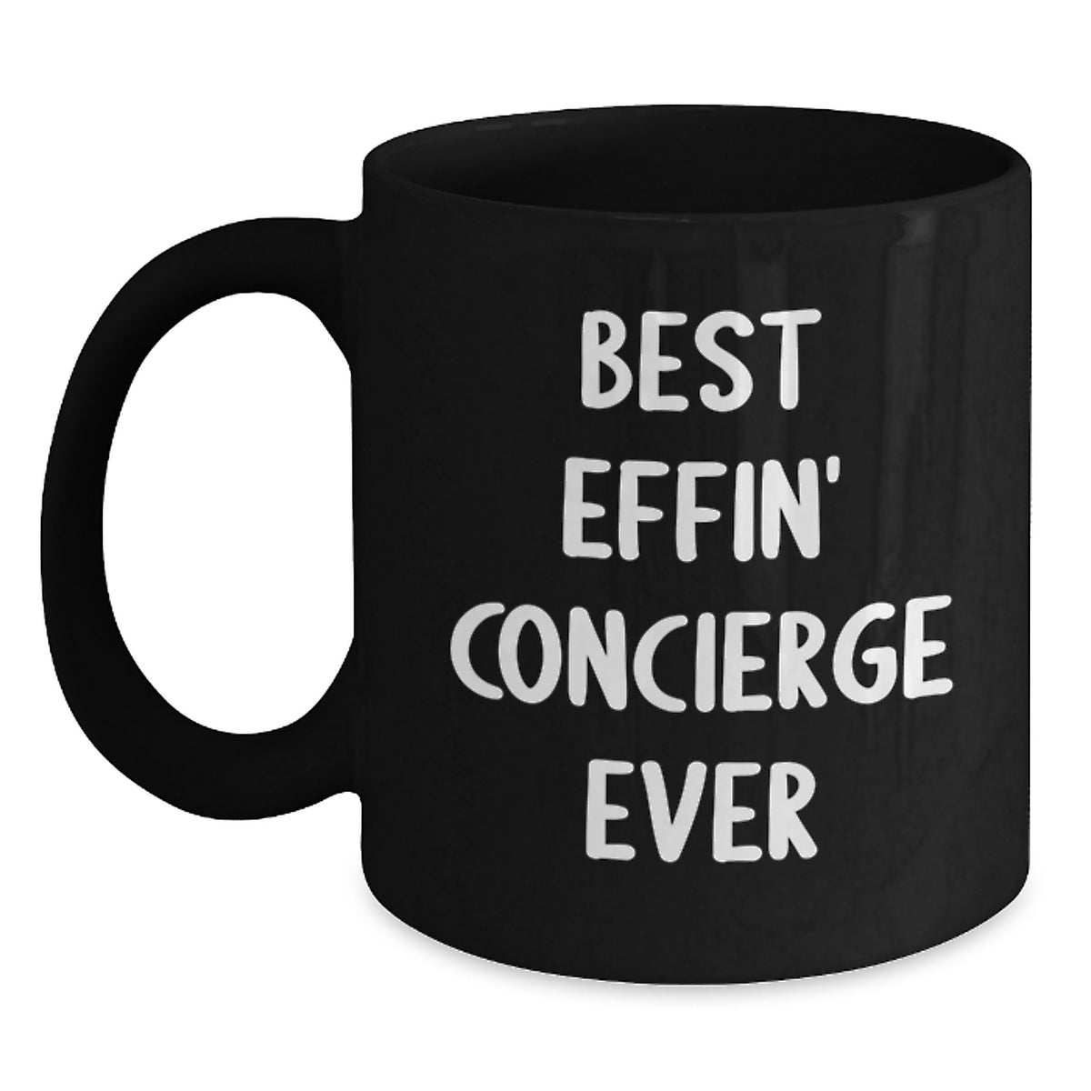Funny Gift for Concierge Friends and Family, Best Effin' Concierge Ever, Christmas Unique Mugs, Black Coffee Mug Gifts from Men to Concierge - Main