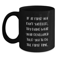 Load image into Gallery viewer, Funny Developer Gifts from Friends, Humorous Coffee Mug for Men, If At First You Don't Succeed Try Doing What Your Developer Told You To Do First Funny Quote Black Coffee Mug for Father's Day - Main