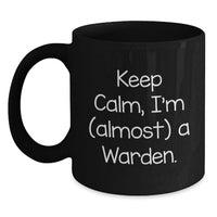 Load image into Gallery viewer, Warden Keepsake Black Coffee Mug 11oz for Him Birthday Gift Ceramic - Main