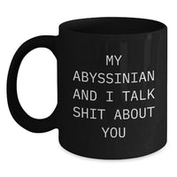 Load image into Gallery viewer, Abyssinian Cat Lovers Funny Gifts for Graduation Men Women Friends Family from My Abyssinian And I Talk Shit About You Quote Black Coffee Mug - Main

