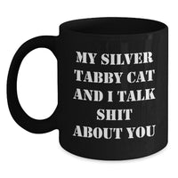 Load image into Gallery viewer, Silver Tabby Cat Lovers Funny Gifts from Friends to Family Black Coffee Mug for Graduation - Main
