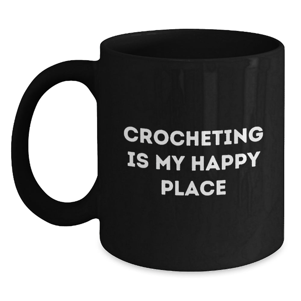Funny Crocheting Gifts for Men from Family, Unique Black Coffee Mugs for Crocheting Enthusiasts, Inspirational Quote - Main
