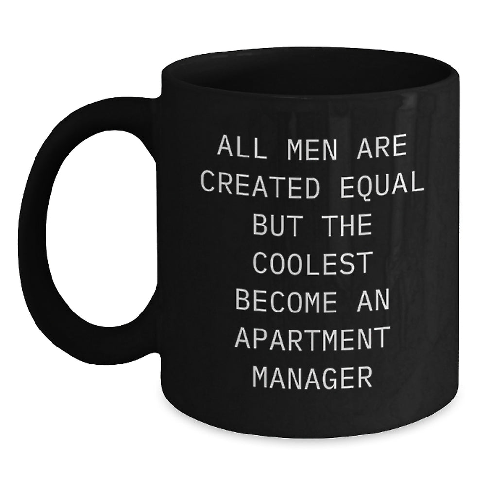 Funny Apartment Manager Gifts for Him, Black Coffee Mug with Christmas Unique Gifts from Friends, Inspirational Quote for Apartment Manager Men - Main