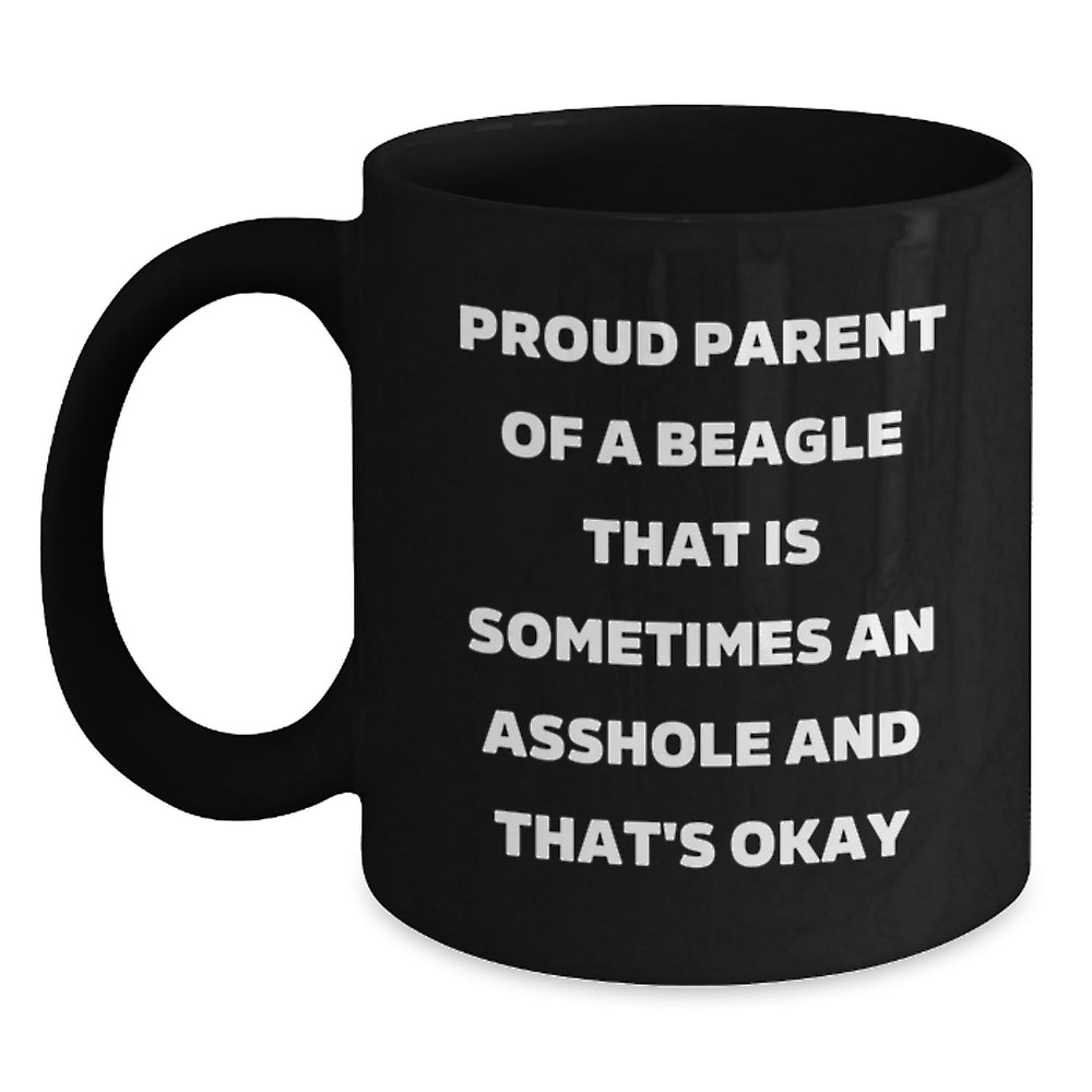 Funny Beagle Dog Gifts for Men from Proud Parents, Black Coffee Mug for Graduation - Main