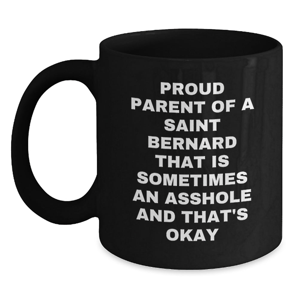 Funny Saint Bernard Dog Gifts from Proud Parents - Graduation Unique Gifts for Saint Bernard Dog Lovers, Black Coffee Mug - Main
