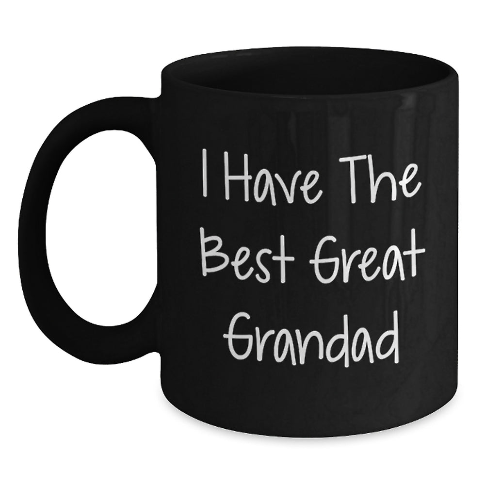 Funny Grandad Gifts from Family - 'I Have The Best Great Grandad' Quote on Black Coffee Mug for Graduation - Main