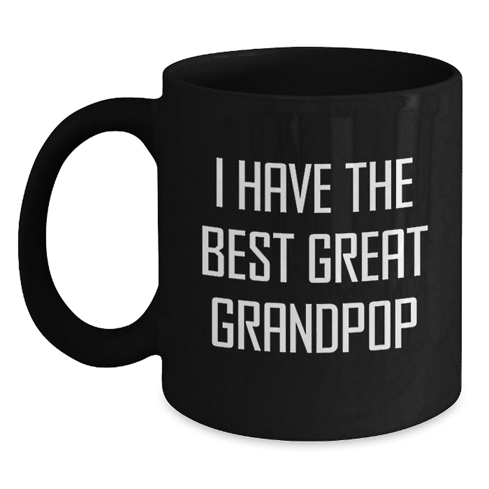 Funny Grandpop Gifts, Black Coffee Mugs for Men - 'I Have The Best Great Grandpop' Quote, Unique Christmas Memorable Presents from Friends or Family - Main