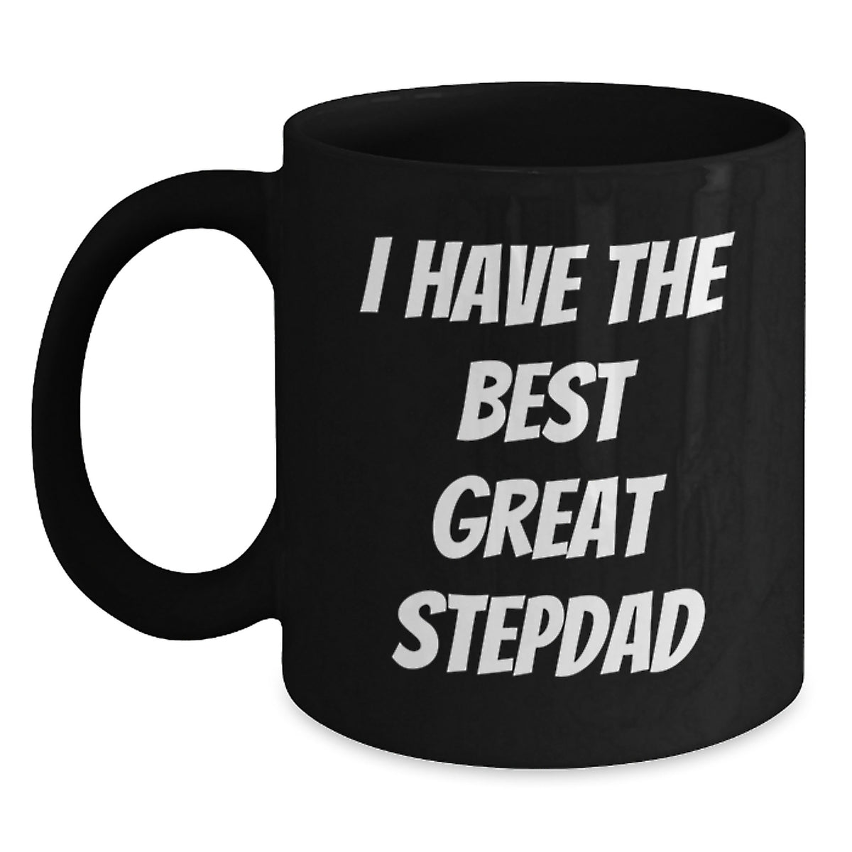 Funny Stepdad Gifts from Mom, Black Coffee Mug for Him, 'I Have The Best Great Stepdad' Graduation Unique Gifts - Main