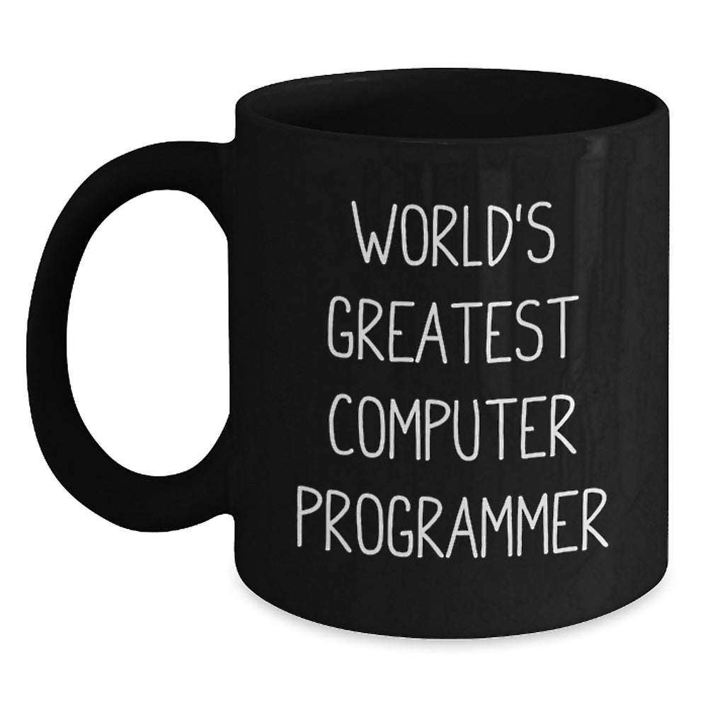Funny Computer Programmer Gifts for Him, World's Greatest Black Coffee Mug, Birthday Unique Gifts from Friends, Best Programmer Mug for Coworkers - Main