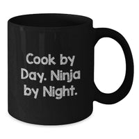 Load image into Gallery viewer, Funny Cook Gifts for Men, Black Coffee Mugs, 'Cook By Day. Ninja By Night.' for Graduation Unique Gifts from Family - Additional