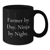 Load image into Gallery viewer, Funny Gifts from Friends for the Farmer By Day Ninja By Night Black Coffee Mug - Additional