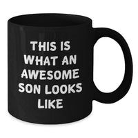 Load image into Gallery viewer, Gifts for Son Funny Quote Black Coffee Mugs, This Is What An Awesome Son Looks Like Birthday Unique Gifts from Mom, Dad, or Friends - Additional