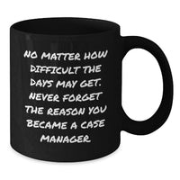 Load image into Gallery viewer, Funny Inspirational Case Manager Gifts from Men to Friends and Family on Valentine's Unique Black Coffee Mug - Never Forget The Reason You Became A Case Manager - Additional