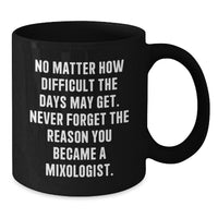 Load image into Gallery viewer, Funny Mixologist Gifts from Friends, Unique Black Coffee Mugs for Christmas, Quote: &#39;Never Forget The Reason You Became A Mixologist.&#39; - Additional
