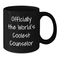 Load image into Gallery viewer, Funny Gifts for Counselors, Unique Birthday Unique Gifts from Friends to Counselors, Black Ceramic Coffee Mug, 'Officially The World's Coolest Counselor' - Additional