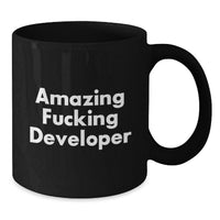 Load image into Gallery viewer, Developer Gifts, Funny 'Amazing F--king Developer' Quote Black Coffee Mug, Gifts for Developers Graduation Unique - Additional