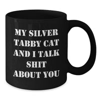 Load image into Gallery viewer, Silver Tabby Cat Lovers Funny Gifts from Friends to Family Black Coffee Mug for Graduation - Additional
