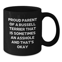 Load image into Gallery viewer, Proud Russell Terrier Dog Parent Funny Gifts from Friends for Graduation Unique Black Coffee Mug - Additional
