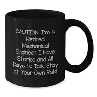 Load image into Gallery viewer, Funny Gifts from Friends and Family for Mechanical Engineer Graduation - Black Coffee Mug with Caution Quote - Additional