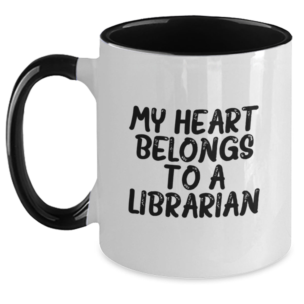 Funny Librarian Gifts - My Heart Belongs To A Librarian Two Tone Coffee Mug, Birthday Unique Gifts from Friends to Librarian - Main